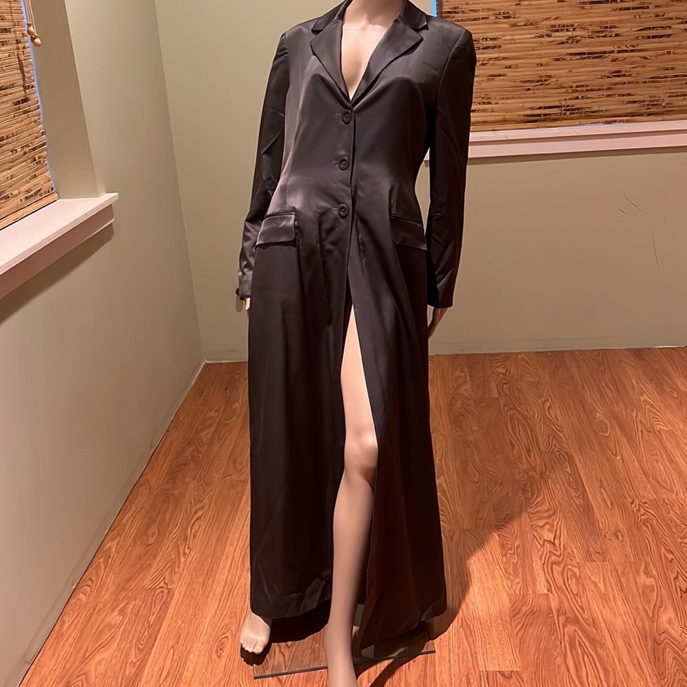 Tahari Long Lined Wool And Rayon Blazer Coat In Gray Size 12